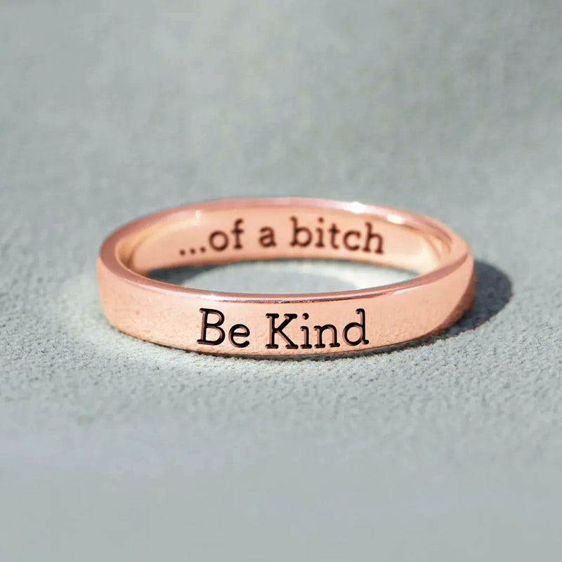 BE KIND...OF A BI♥CH MANTRA RING - Engraved Sterling Silver Ring - LV0308