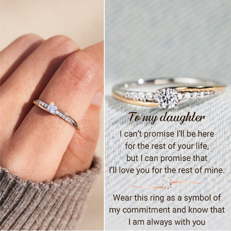 To My Daughter - Always With You Round-Cut Accent Ring - Sterling Silver Ring - LV0220