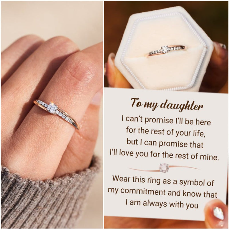 To My Daughter - Always With You Round-Cut Accent Ring - Sterling Silver Ring - LV0220