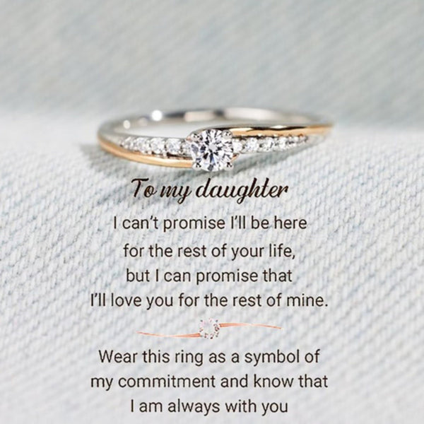 To My Daughter - Always With You Round-Cut Accent Ring - Sterling Silver Ring - LV0220