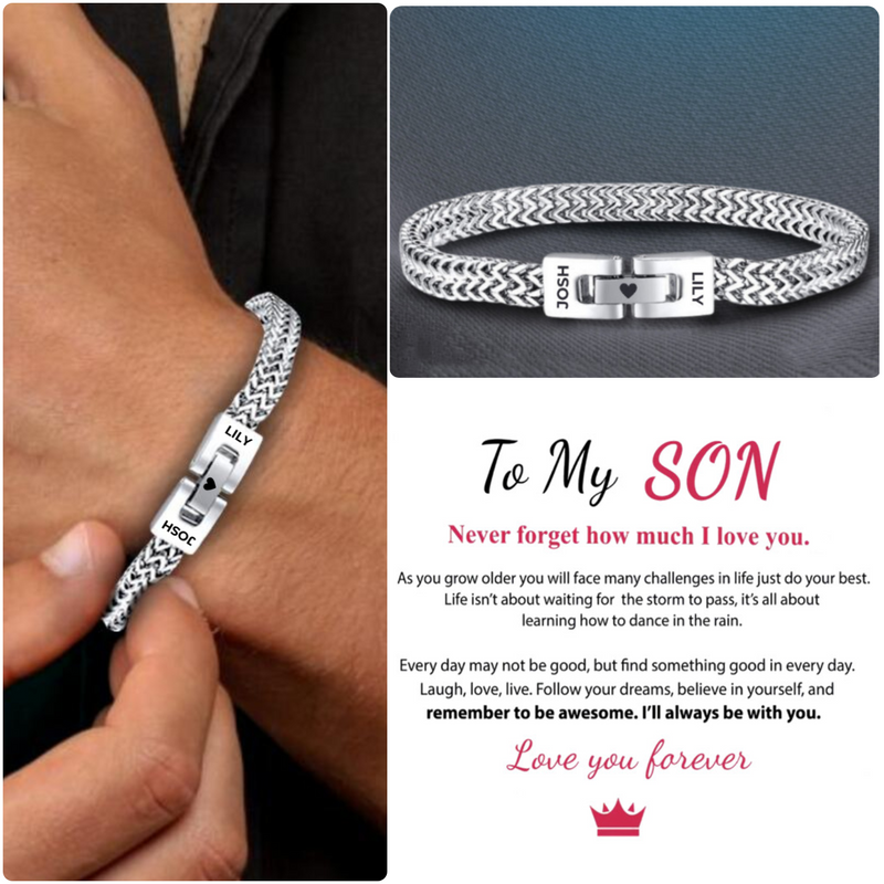 To My Son - Personalized Men's Bracelet - Engraved Signature Bracelet - LV0321