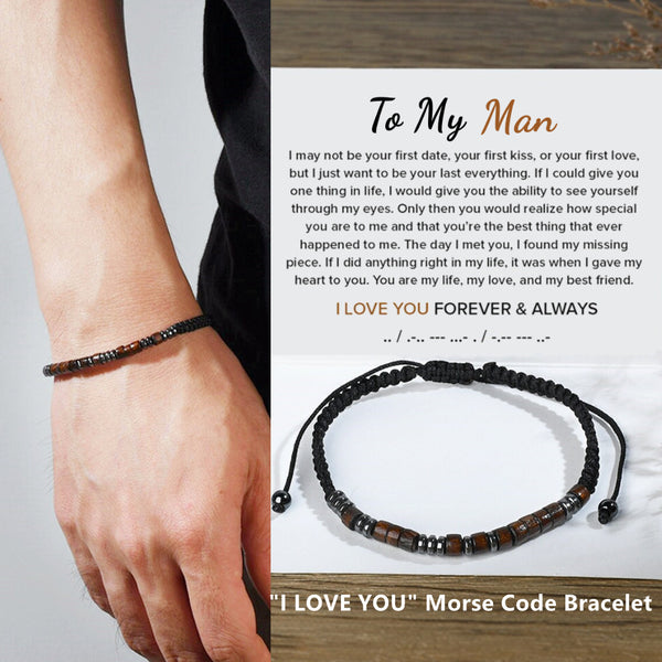 To My Man - I Love You Forever & Always Morse Code Bracelet - Soulmate Gift - Husband Gift - LV0059