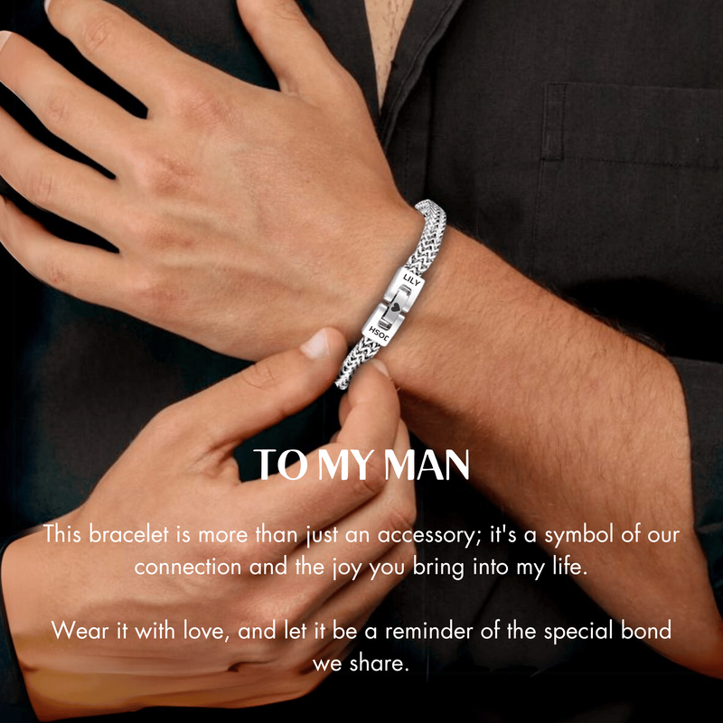 To My Man - Personalized Men's Bracelet - Engraved Signature Bracelet - LV0321