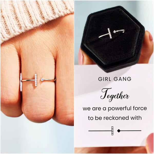 Girl Gang Minimalist T Shaped Ring - Sterling Silver Adjustable Ring - LV0221