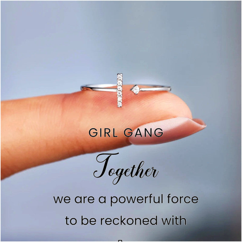 Girl Gang Minimalist T Shaped Ring - Sterling Silver Adjustable Ring - LV0221