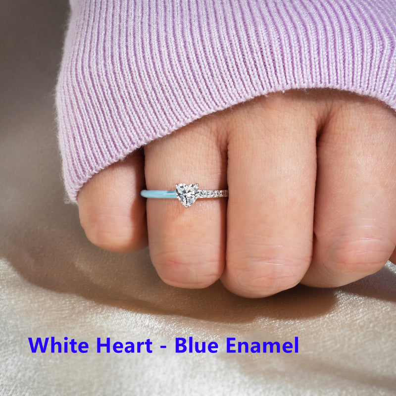 Love Me Until I'm Me Again Heart-Cut Half Enamel Ring - A Self-Reminder Heart Ring - LV0179