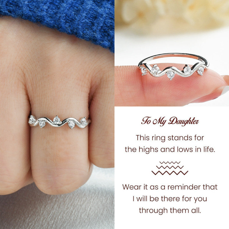 To My Daughter Highs And Lows Wave Ring - Sterling Silver Ring - LV0206