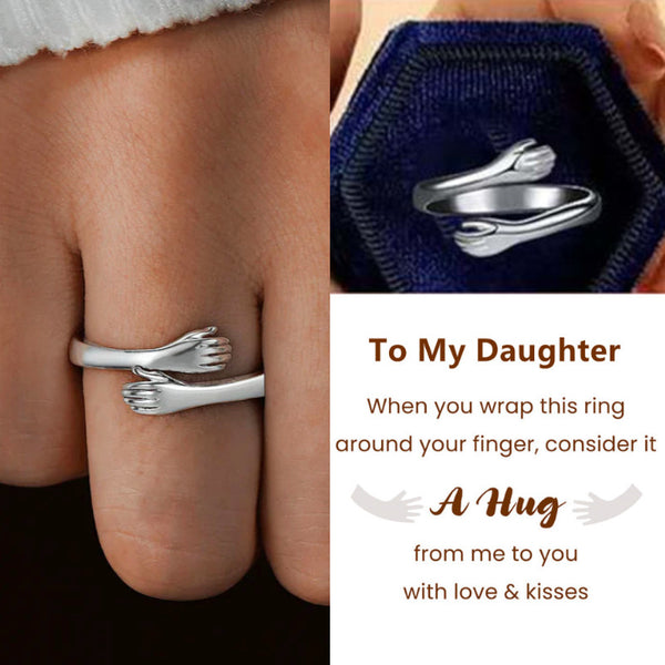 To My Daughter - A Hug To You Hug Ring - Sterling Silver Adjustable Ring - LV0190