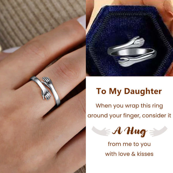 To My Granddaughter - A Hug To You Hug Ring - Sterling Silver Adjustable Ring - LV0190