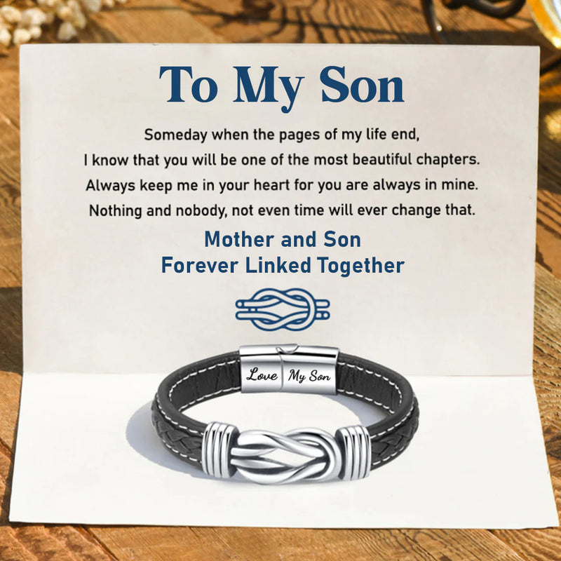 Mother And Son Forever Linked Together Braided Leather Bracelet - LV0099