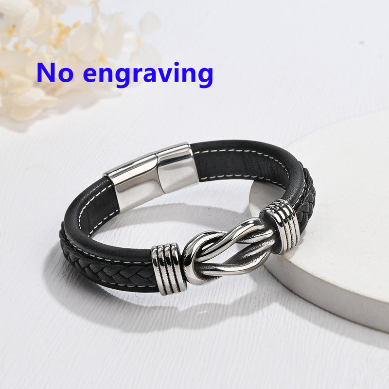 Grandmother And Grandson Forever Linked Together Braided Leather Bracelet - LV0099