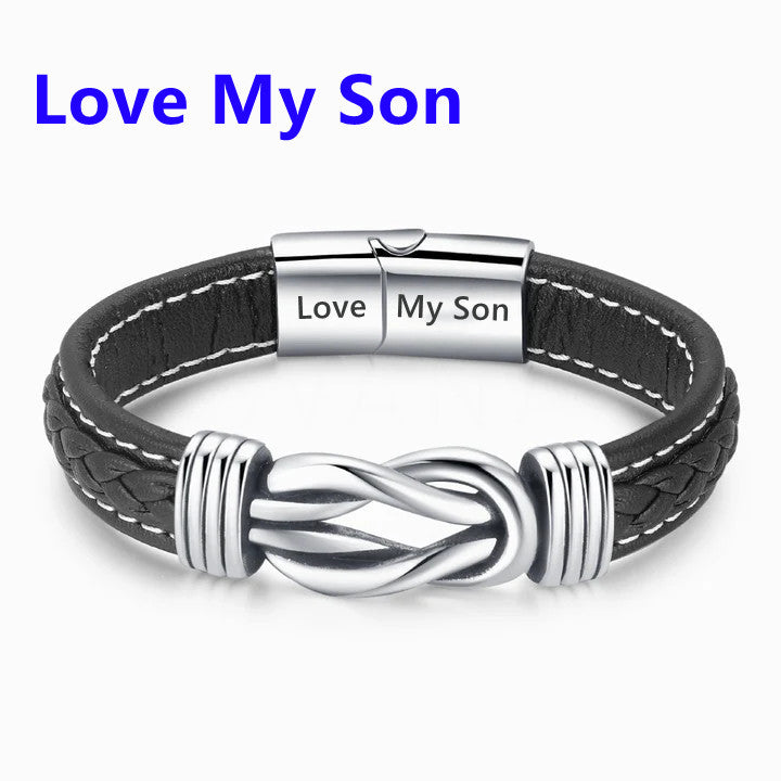 Mother And Son Forever Linked Together Braided Leather Bracelet - LV0099