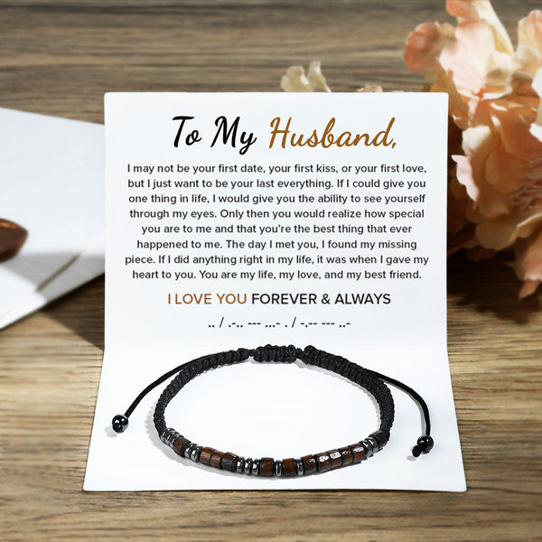 To My Husband - I Love You Forever & Always Morse Code Bracelet - Soulmate Gift - LV0059