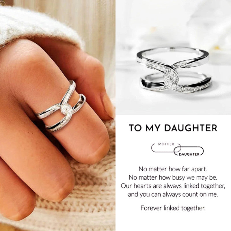 For Granddaughter - S925 Grandma & Granddaughter Forever Linked Together Infinity Crossover Ring - LV0197