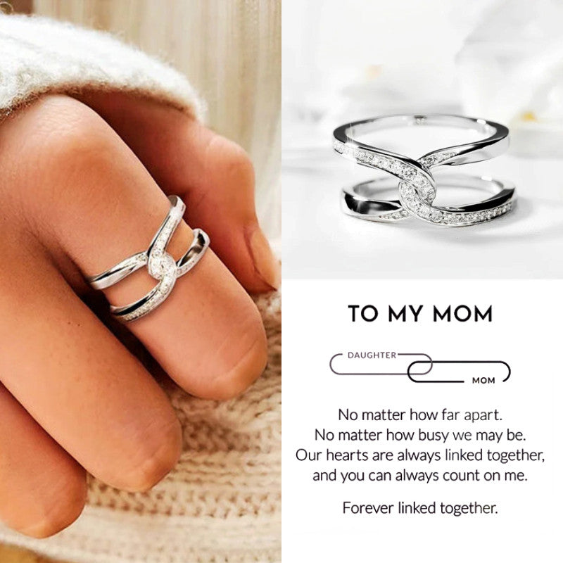 For Granddaughter - S925 Grandma & Granddaughter Forever Linked Together Infinity Crossover Ring - LV0197