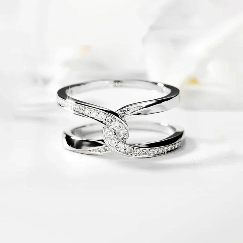 For Granddaughter - S925 Grandma & Granddaughter Forever Linked Together Infinity Crossover Ring - LV0197