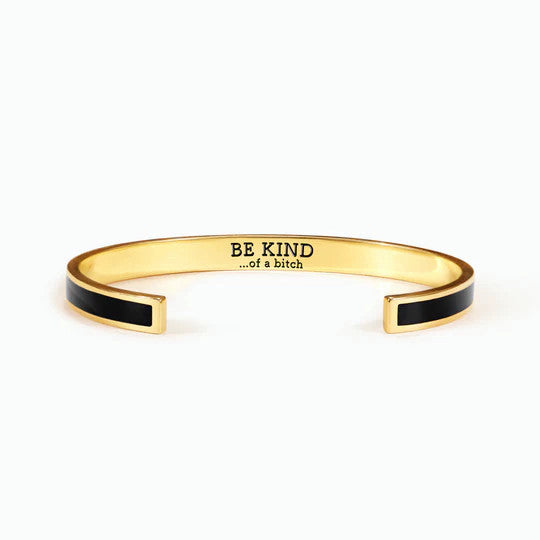 Be Kind...Of A Badass Enamel Color Bangle - Engraved Mantra Cuff Bracelet For Women - LV0310