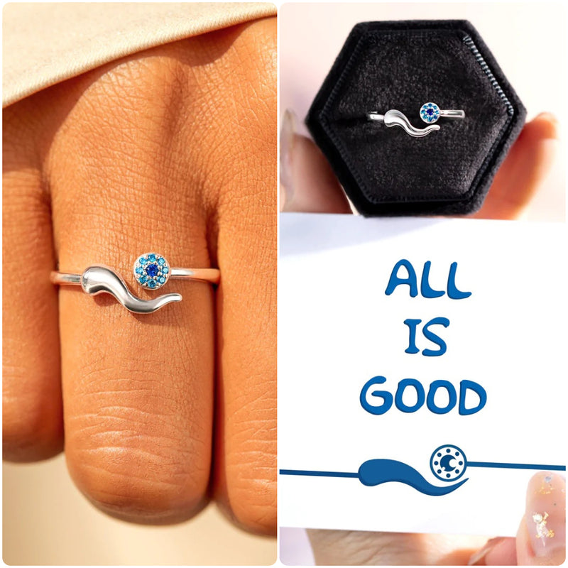 All Is Good Evil Eye Ring - Italian Horn Ring - LV0159