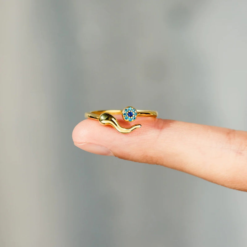 All Is Good Evil Eye Ring - Italian Horn Ring - LV0159