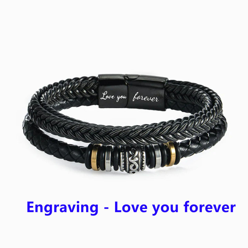 To My Grandson - I Will Always Be With You - Double Row Leather Bracelet - LV0031