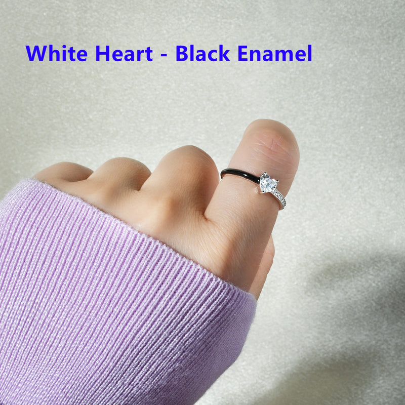 Love Me Until I'm Me Again Heart-Cut Half Enamel Ring - A Self-Reminder Heart Ring - LV0179