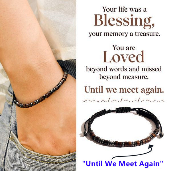 Hug From Heaven Morse Code Bracelet - Until We Meet Again Memorial Bracelet - LV0182