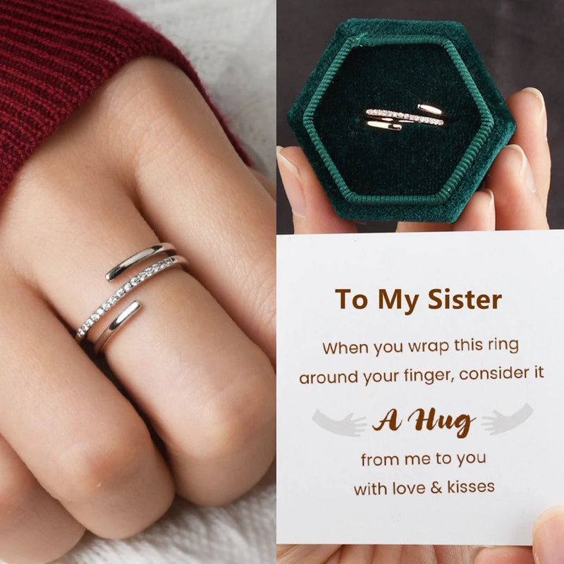 To My Sister - A Hug From Me To You Spiral Ring - LV0048