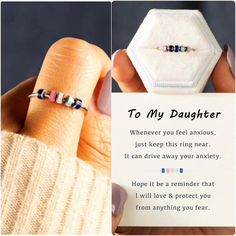 To My Daughter - Spinning Enamel Fidget Anxiety Ring - Sterling Silver Ring - LV0034