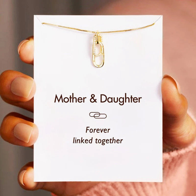 Mother & Daughter Forever Linked Together Necklace - 925 Sterling Silver Necklace - LV0215