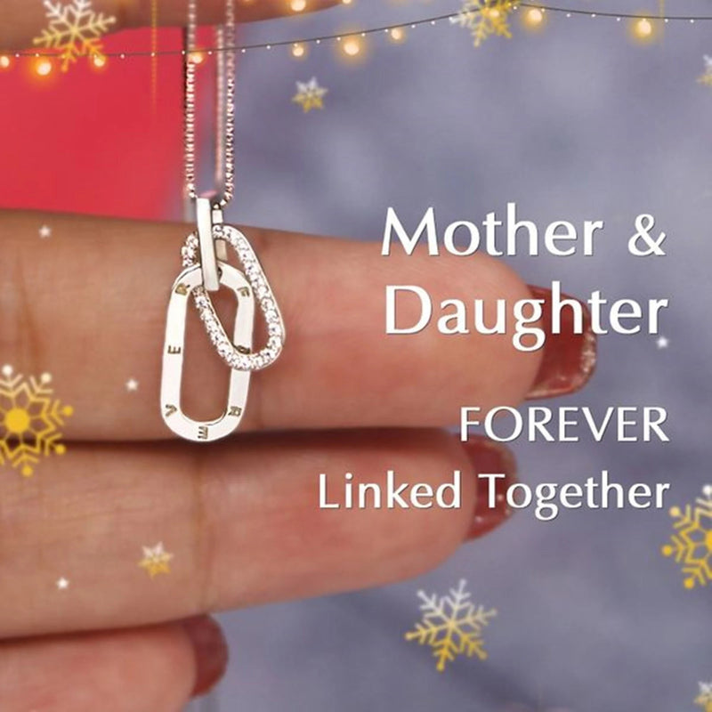 Mother & Daughter Forever Linked Together Necklace - 925 Sterling Silver Necklace - LV0215