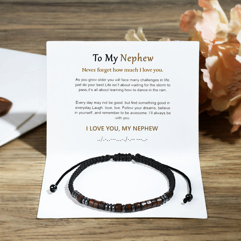 To My Nephew - I Love You Morse Code Bracelet - Secret Message Bracelet - LV0059