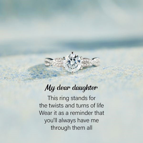 To My Daughter - You Will Always Have Me Twisted Pave Ring - Sterling Silver Ring - LV0162