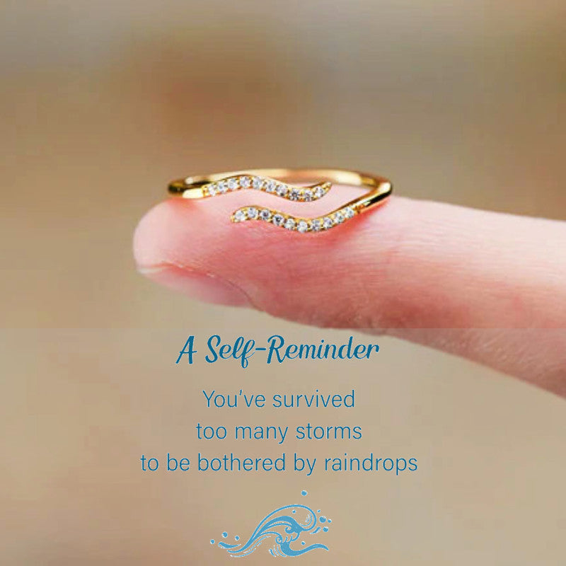 You’ve Survived Too Many Storms Minimalist Wave Ring - Sterling Silver Adjustable Ring - LV0214