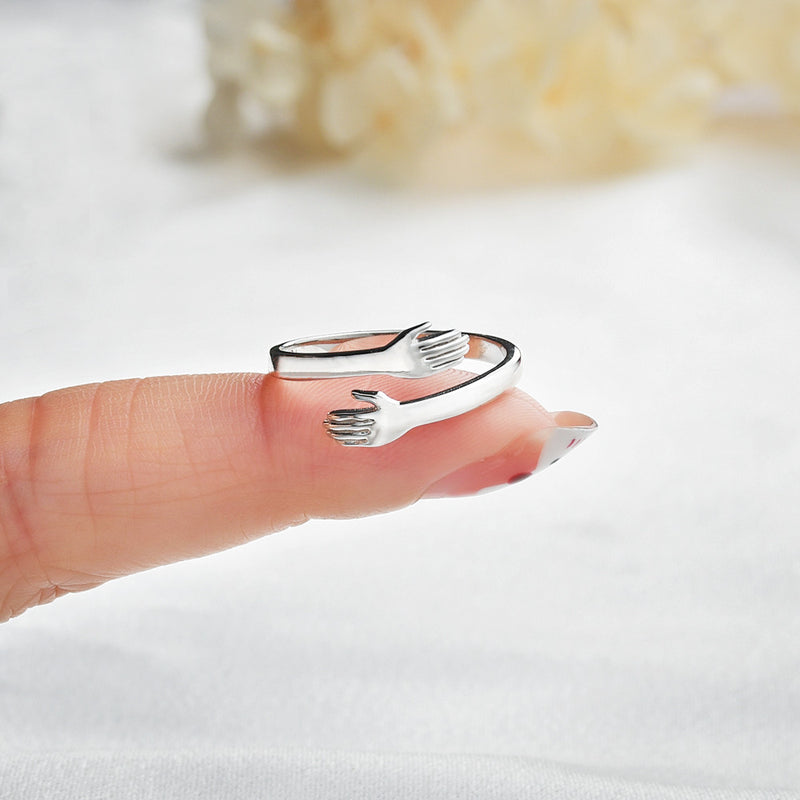 To My Granddaughter - A Hug To You Hug Ring - Sterling Silver Adjustable Ring - LV0190