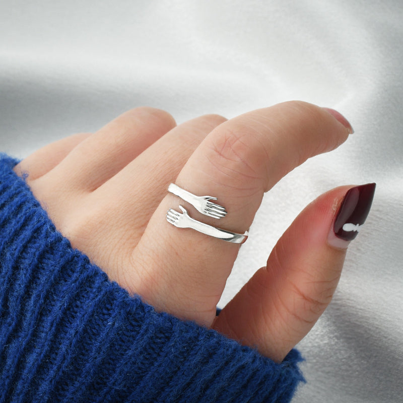 To My Granddaughter - A Hug To You Hug Ring - Sterling Silver Adjustable Ring - LV0190