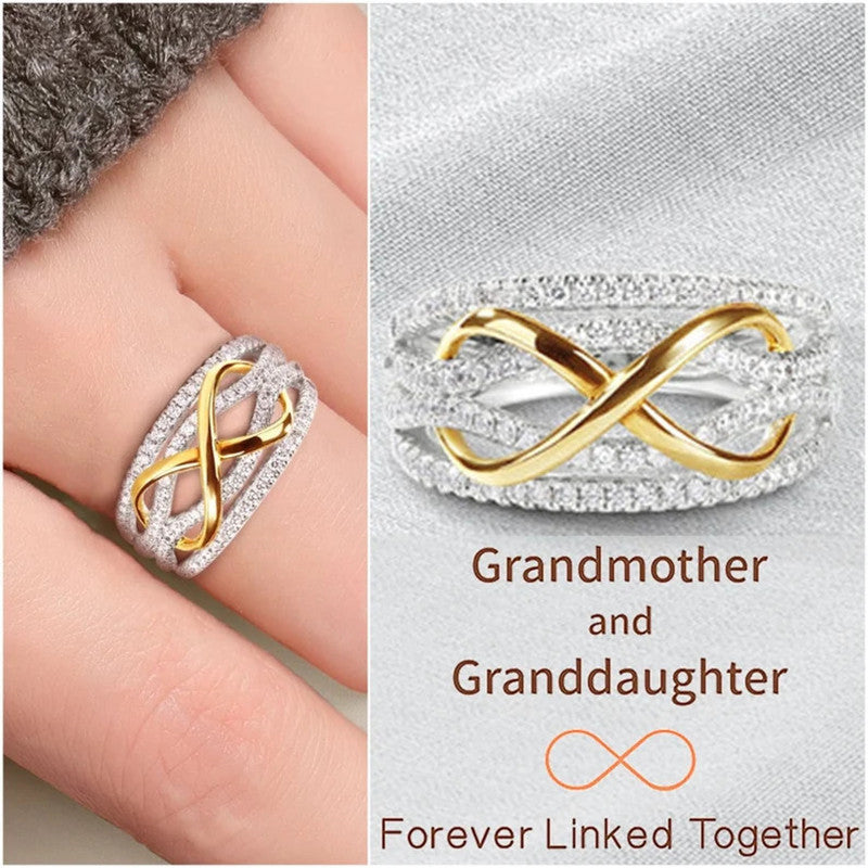 To My Granddaughter - Grandmother & Granddaughter Forever Linked Together Infinity Ring - LV0193