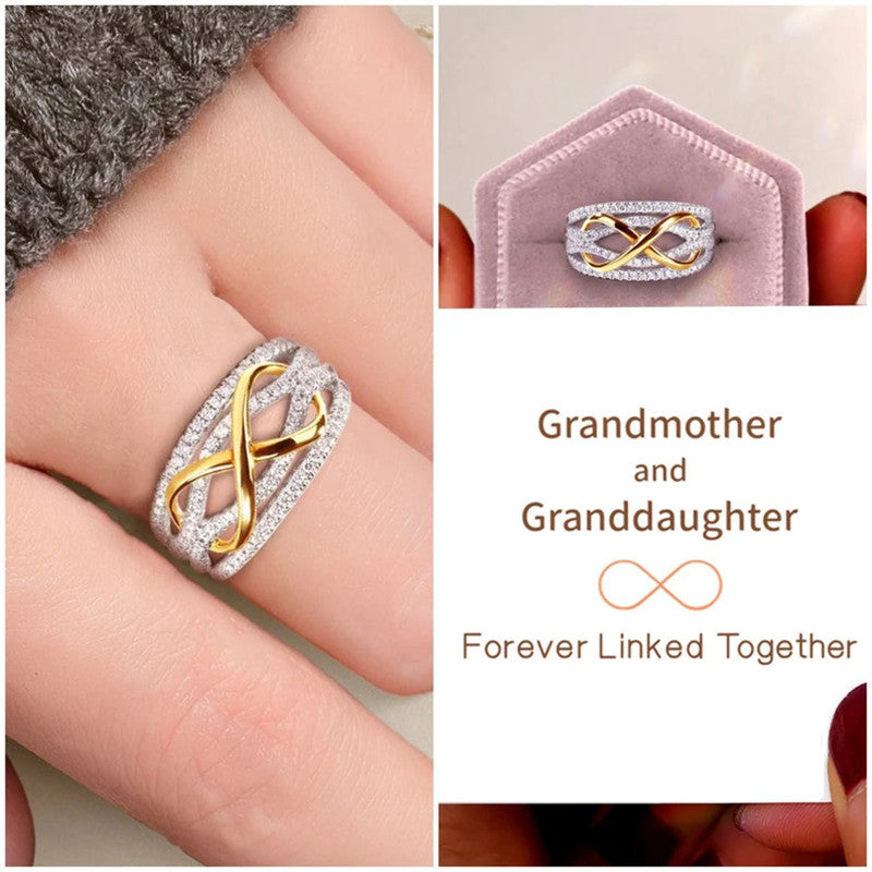 To My Granddaughter - Grandmother & Granddaughter Forever Linked Together Infinity Ring - LV0193