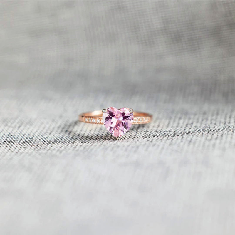 To My Daughter - Pink Diamond Heart Solitaire Ring - LV0156