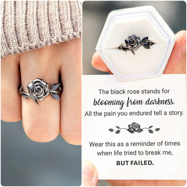 Blooming From Darkness Black Rose Ring - LV0360