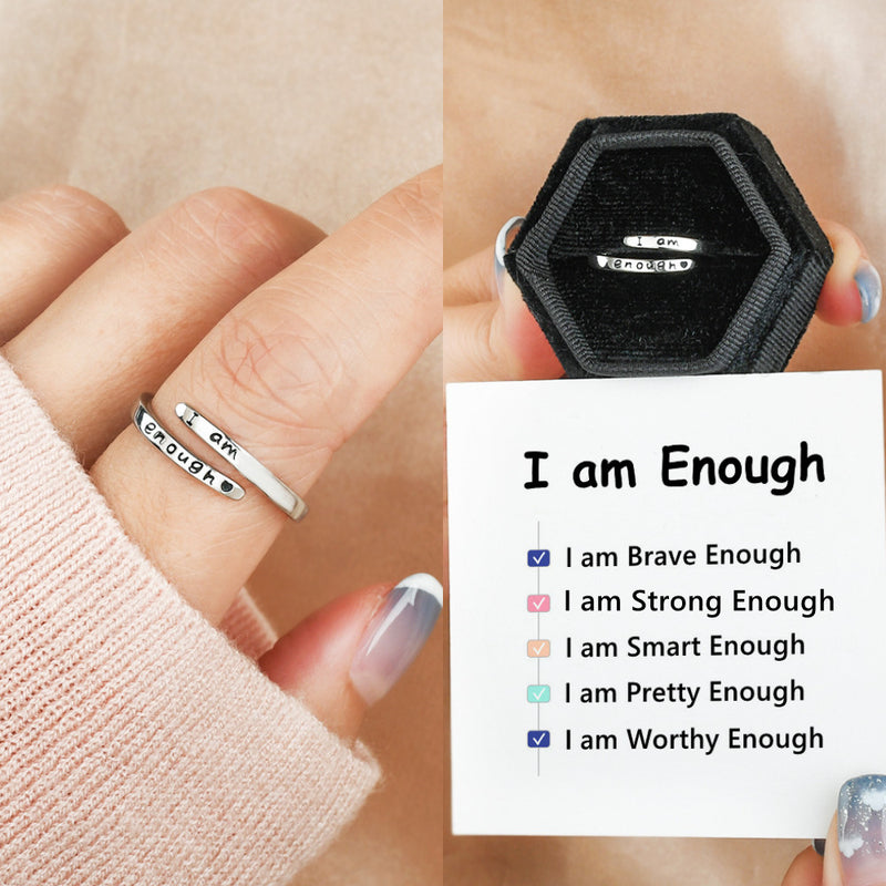 I am enough Ring - 925 Sterling Silver Adjustable Ring - LV0199