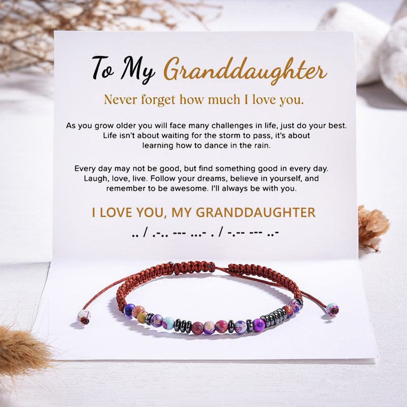 To My Granddaughter - I Love You Morse Code Bracelet - Secret Message Bracelet - LV0059