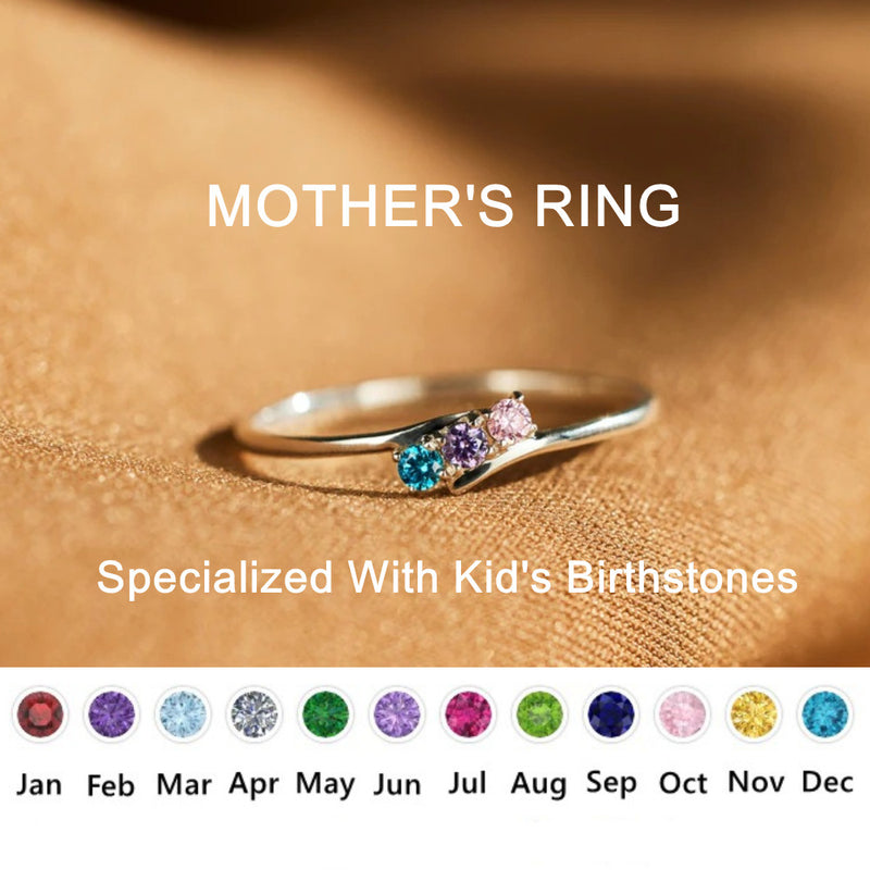 PERSONALIZED 1-5 BIRTHSTONES BYPASS RING - LV0121