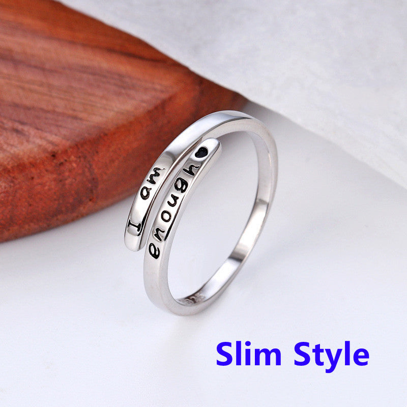 I am enough Ring - 925 Sterling Silver Adjustable Ring - LV0199