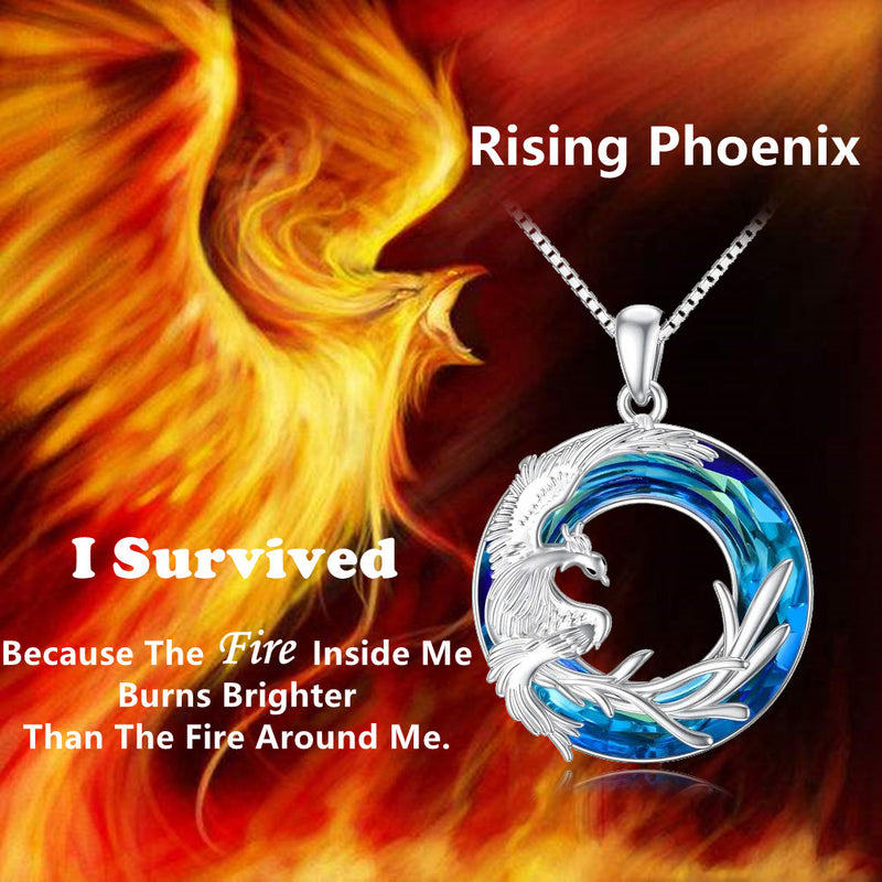 For Friend - S925 The Fire Inside You Burns Brighter Phoenix Crystal Necklace - LV0114