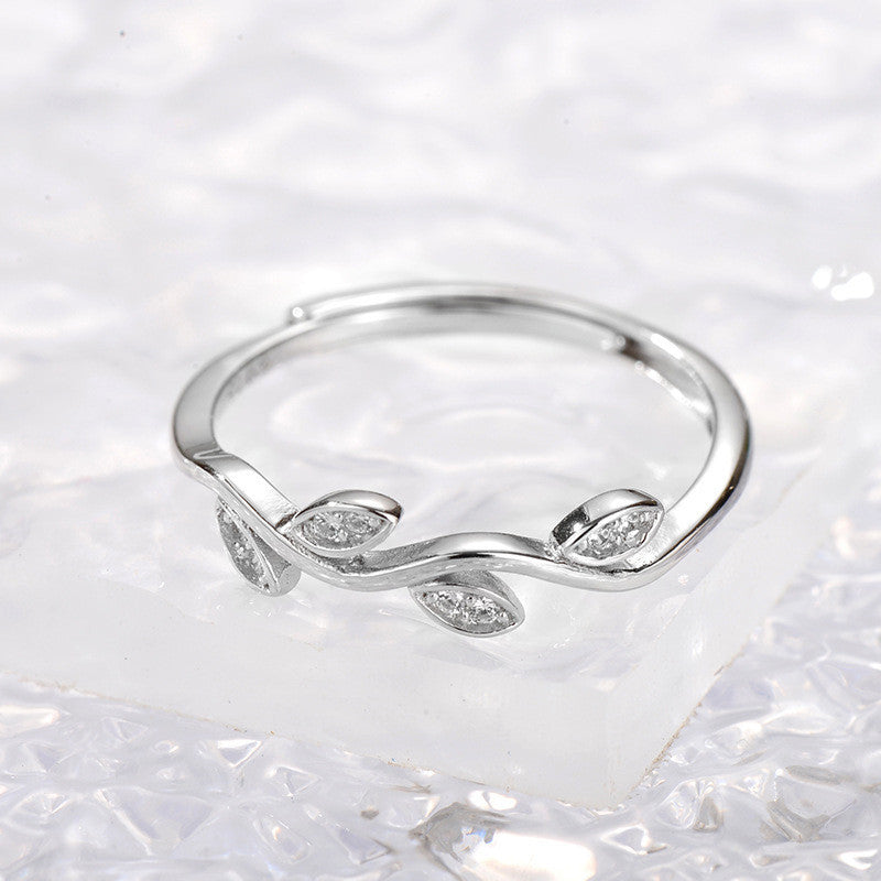 Grow Through What You Go Through Leaf Ring - Sterling Silver Adjustable Ring - LV0022