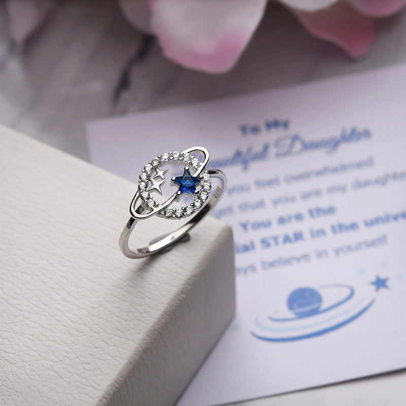 To My Daughter - Special Star Planet & Stars Ring - Lucky Star Planet Ring - LV0018