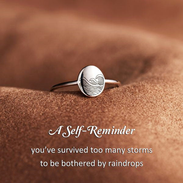 You’ve Survived Too Many Storms Minimalist Wave Ring - Sterling Silver Ring - LV0289