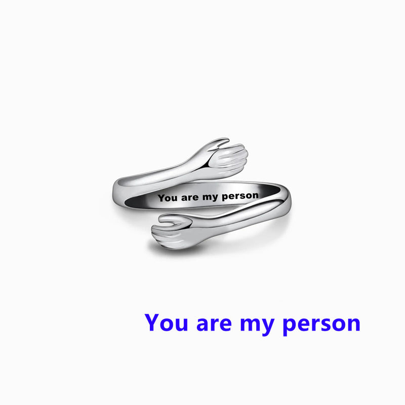 To My Granddaughter - A Hug To You Hug Ring - Sterling Silver Adjustable Ring - LV0190