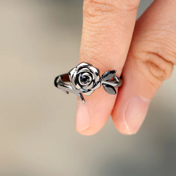 Blooming From Darkness Black Rose Ring - LV0360