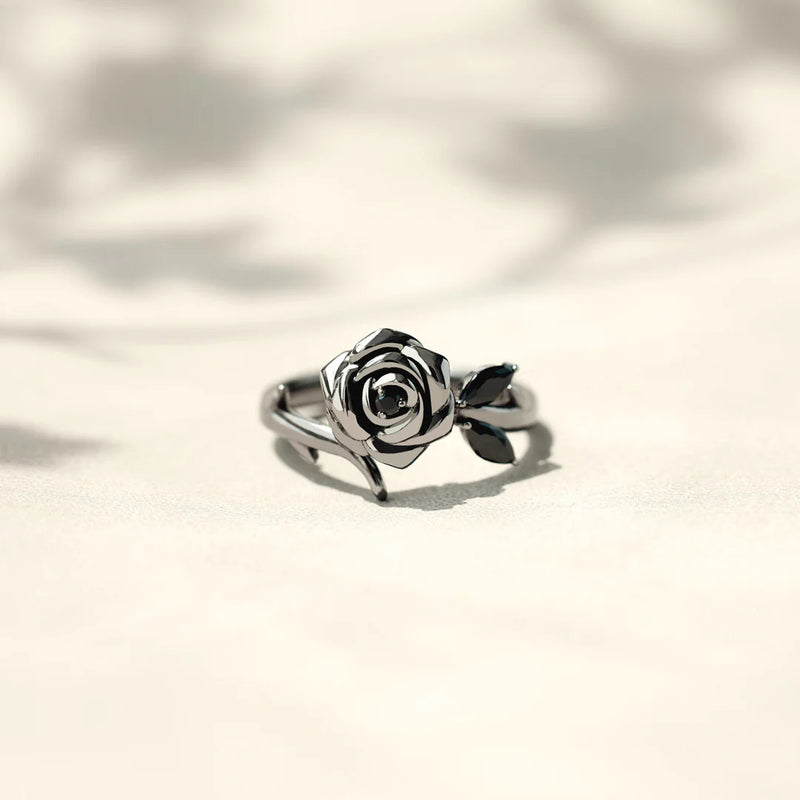 Blooming From Darkness Black Rose Ring - LV0360